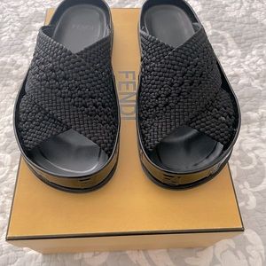 Fendi Woven Crisscross Sandal